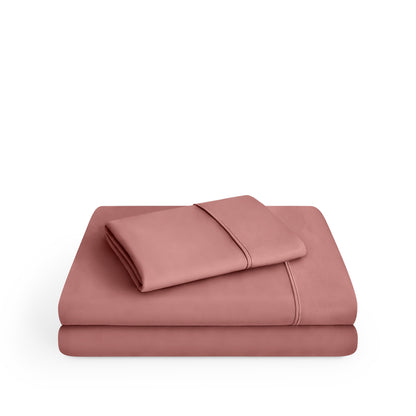 Microfiber sheet set folded and stacked