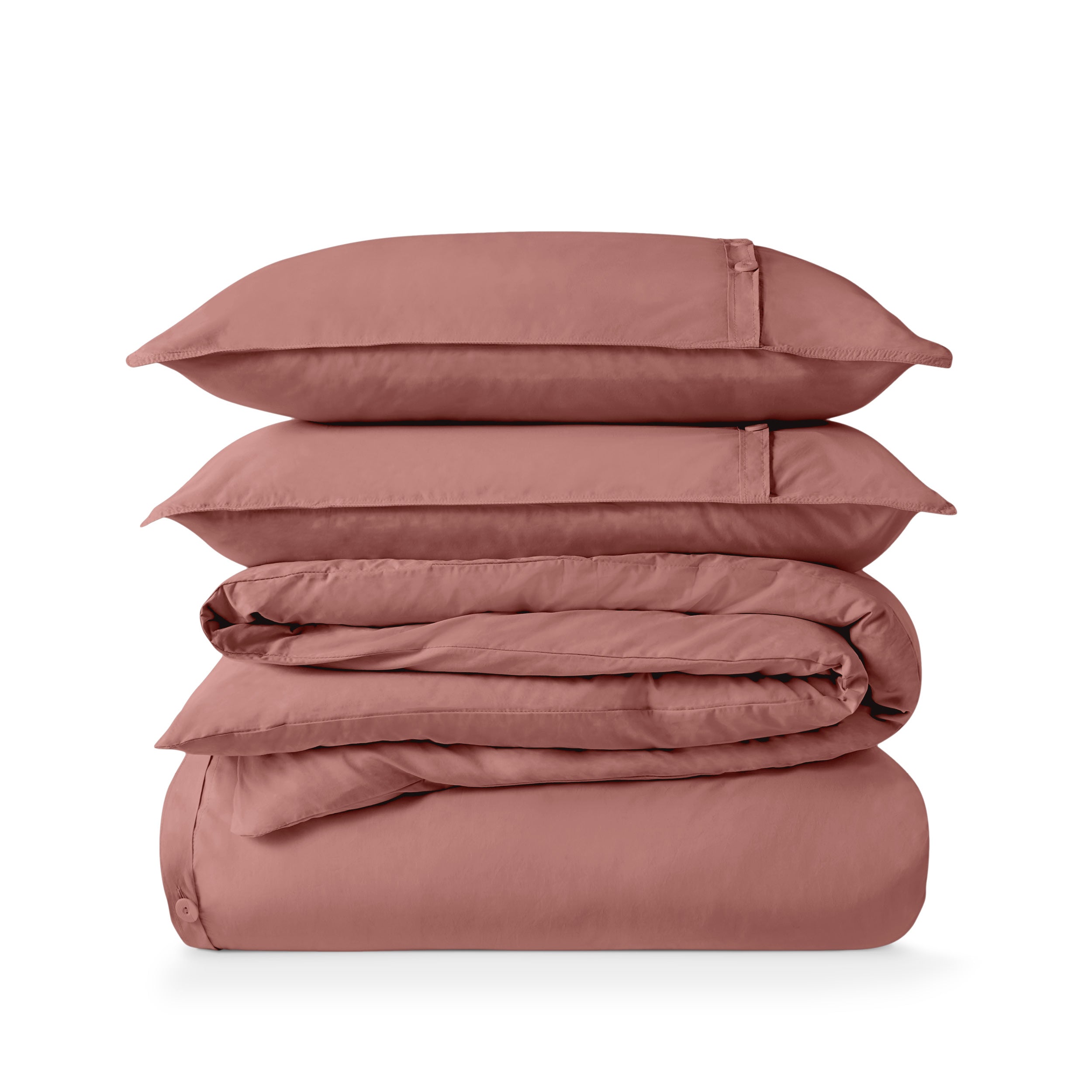 Percale duvet cover set folded and stacked
