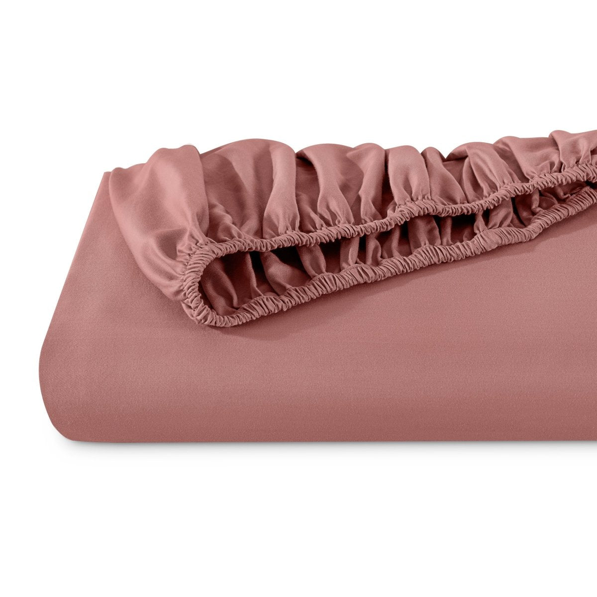 Organic sateen fitted sheet folded