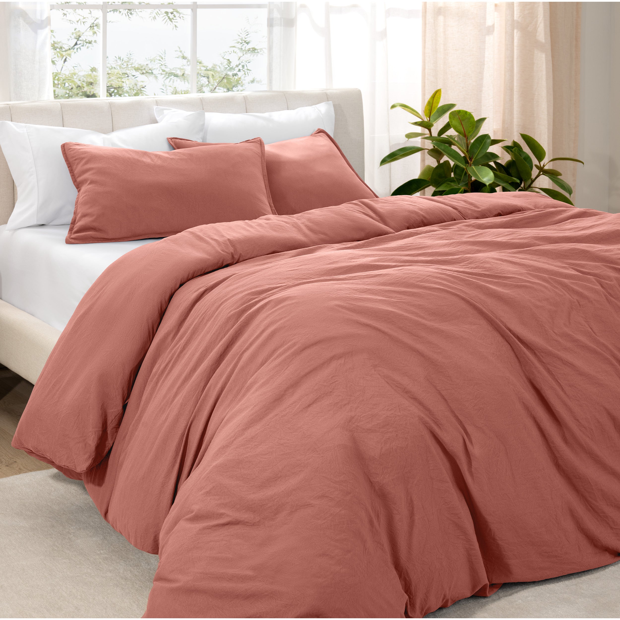 Washed duvet cover set on a bed