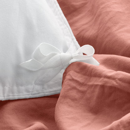 Close-up of a corner tie for a duvet cover