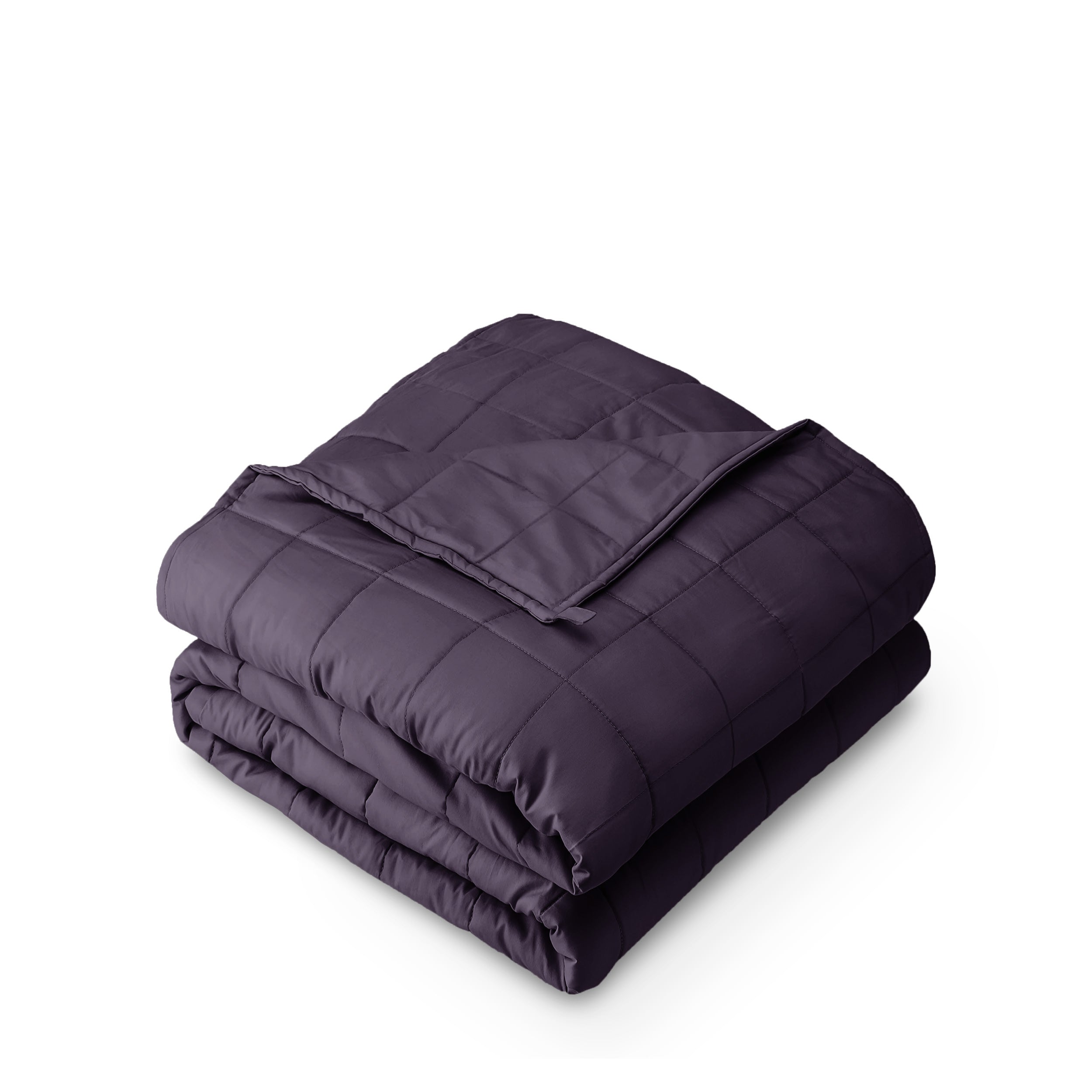 A folded cotton weighted blanket with a white background