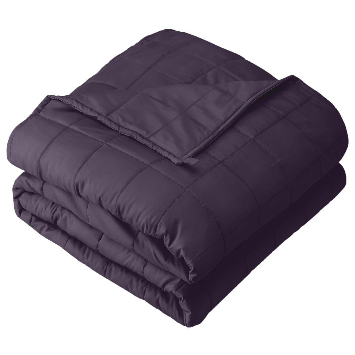 A folded cotton weighted blanket with a white background