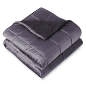 A folded minky weighted blanket with a white background