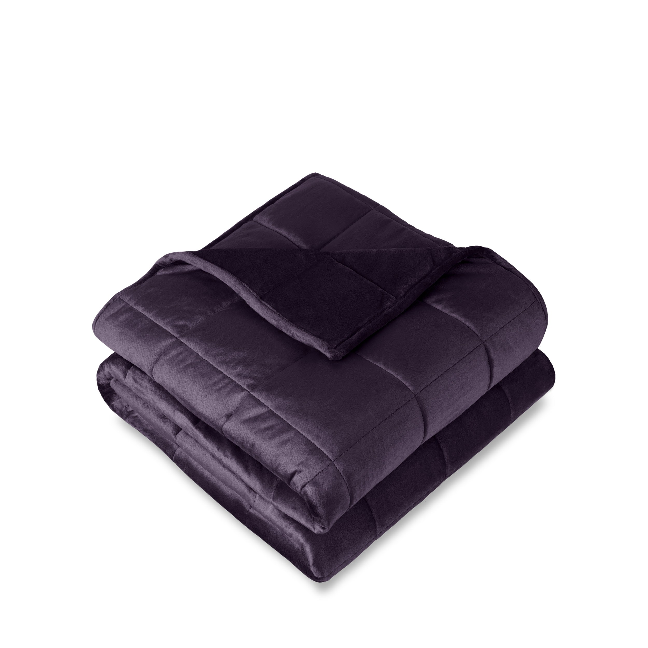 A folded minky weighted blanket with a white background