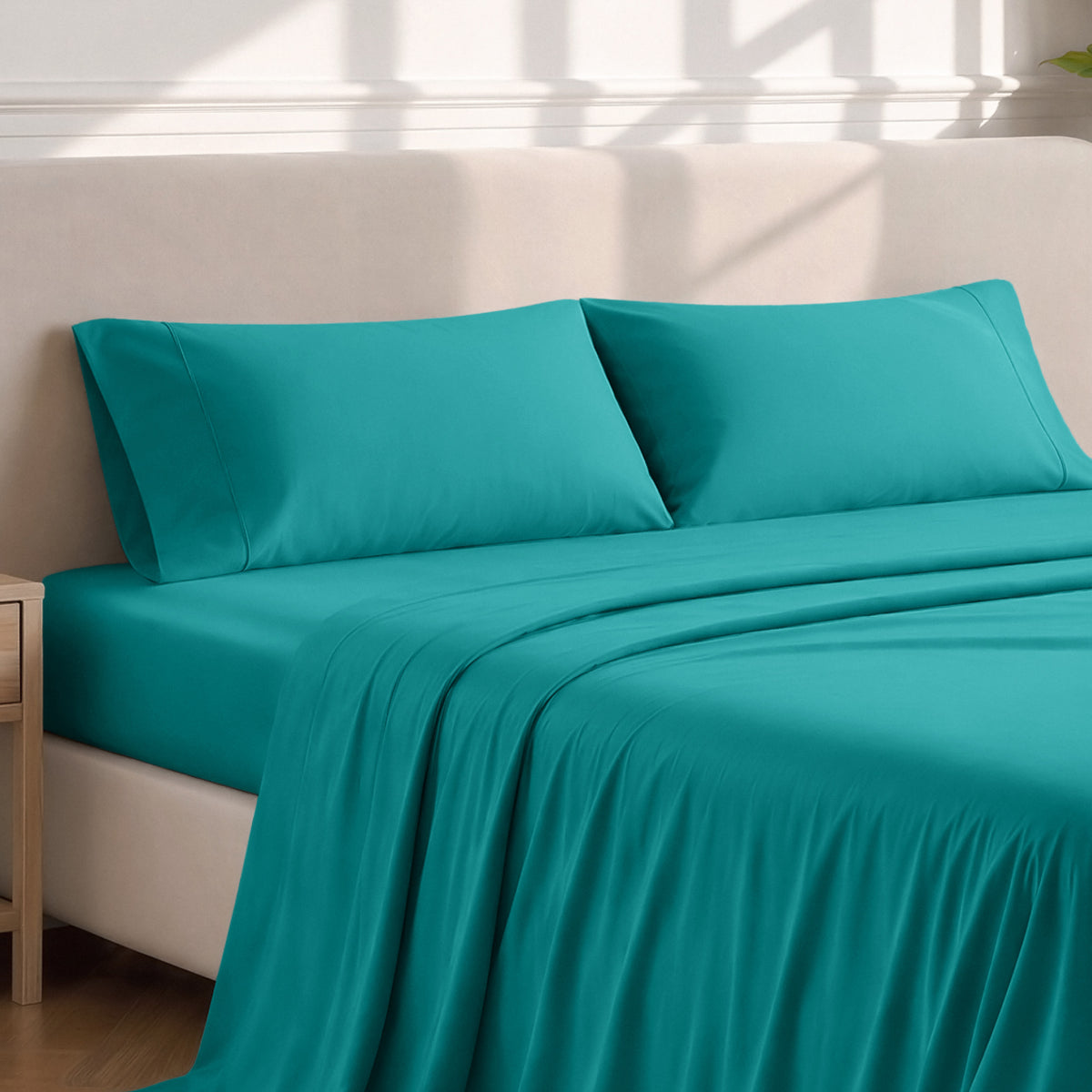 Matching sheets and pillowcases on a bed