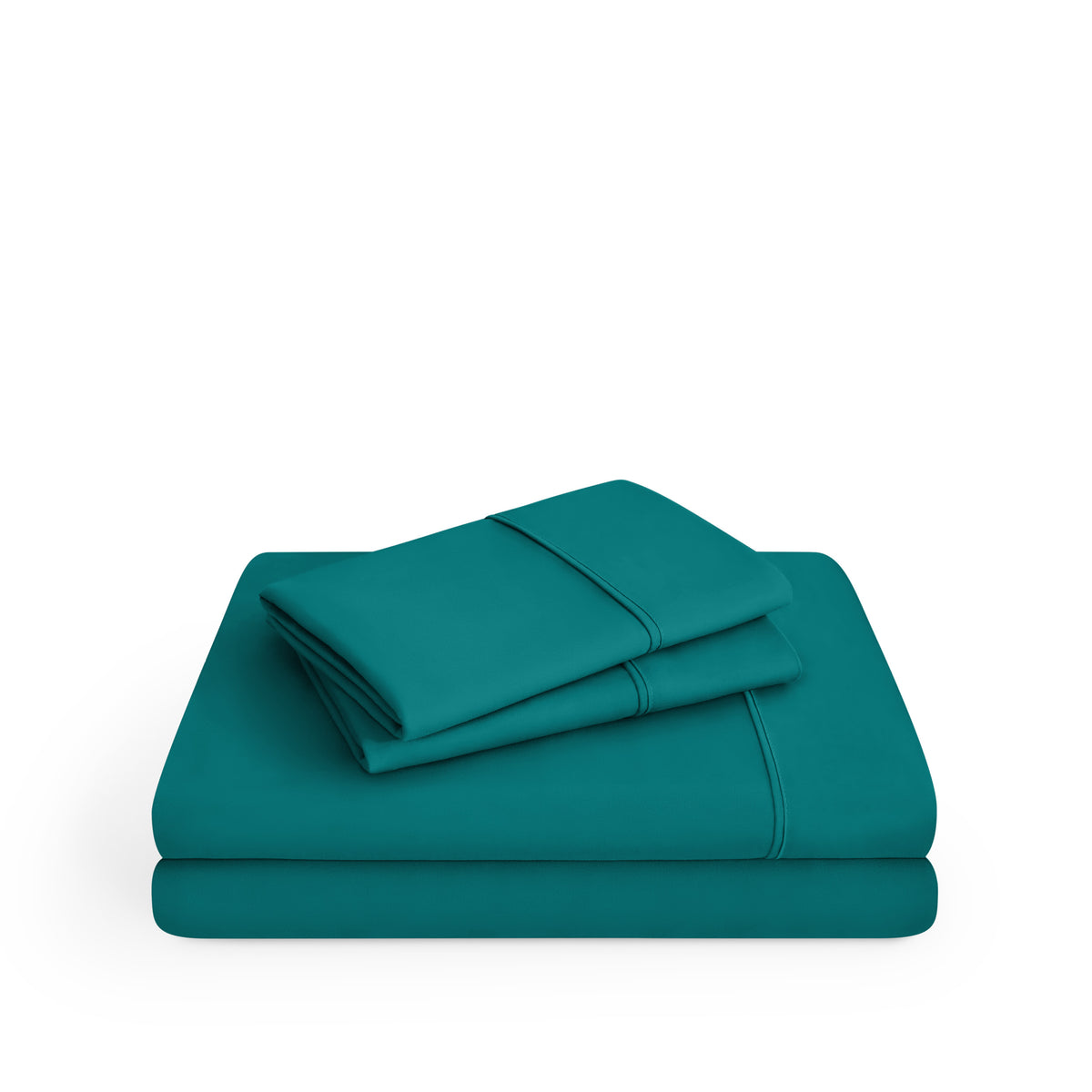 Microfiber sheet set folded and stacked