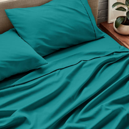 Close up of ultra-soft sheets on a bed