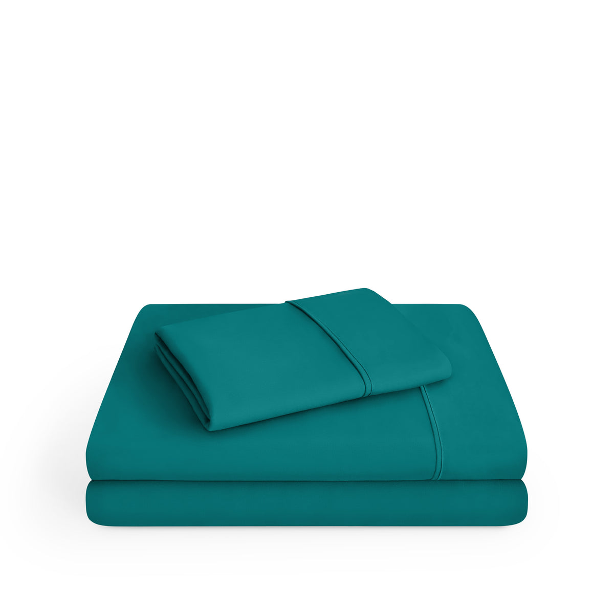 Microfiber sheet set folded and stacked
