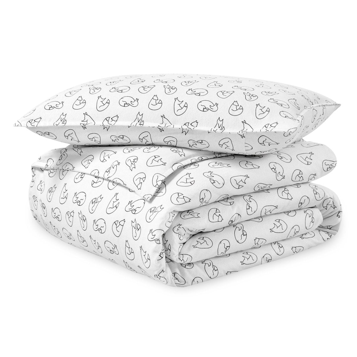A folded flannel duvet cover set