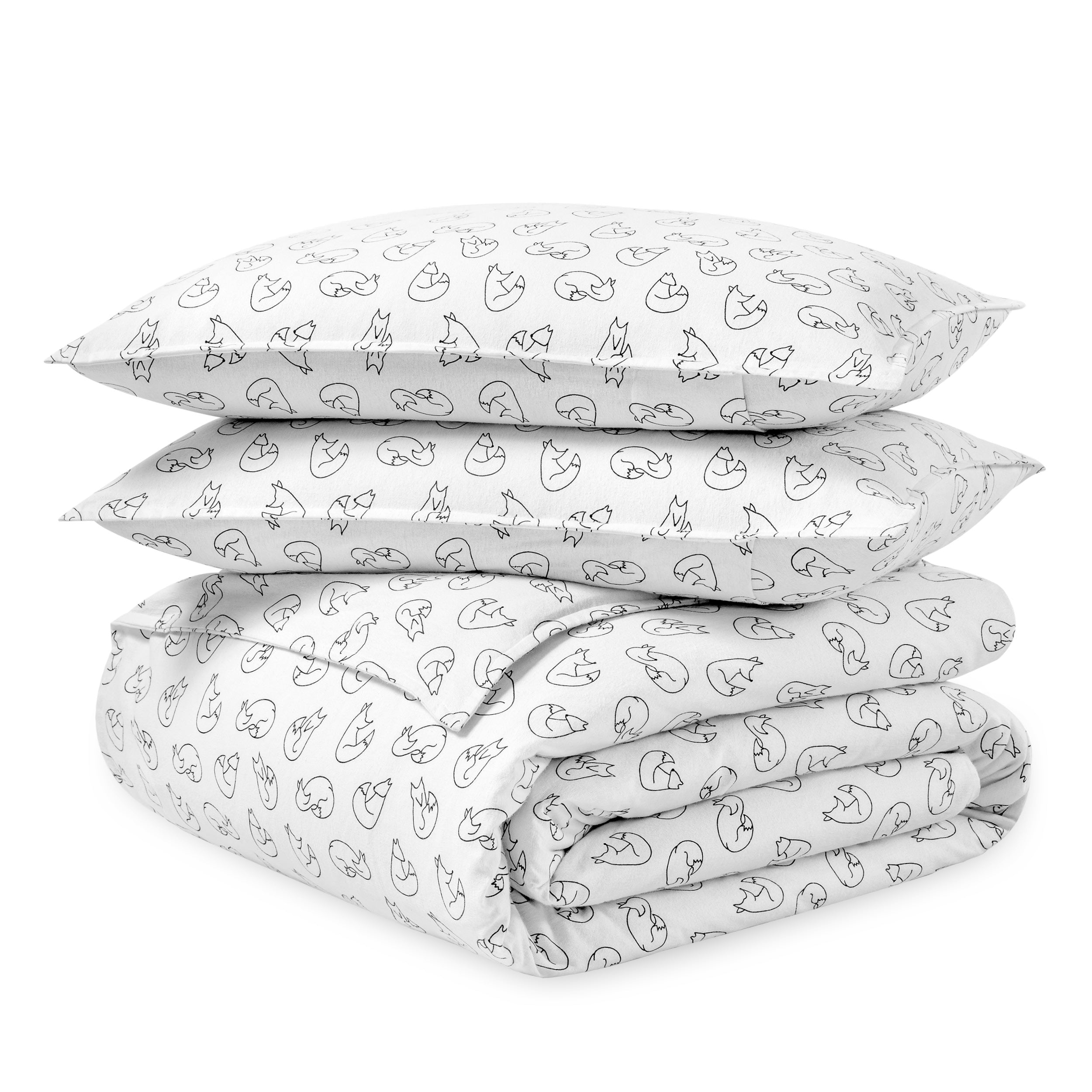 A folded flannel duvet cover set