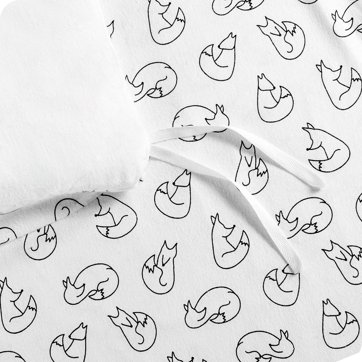 Close up of corner ties on a duvet cover