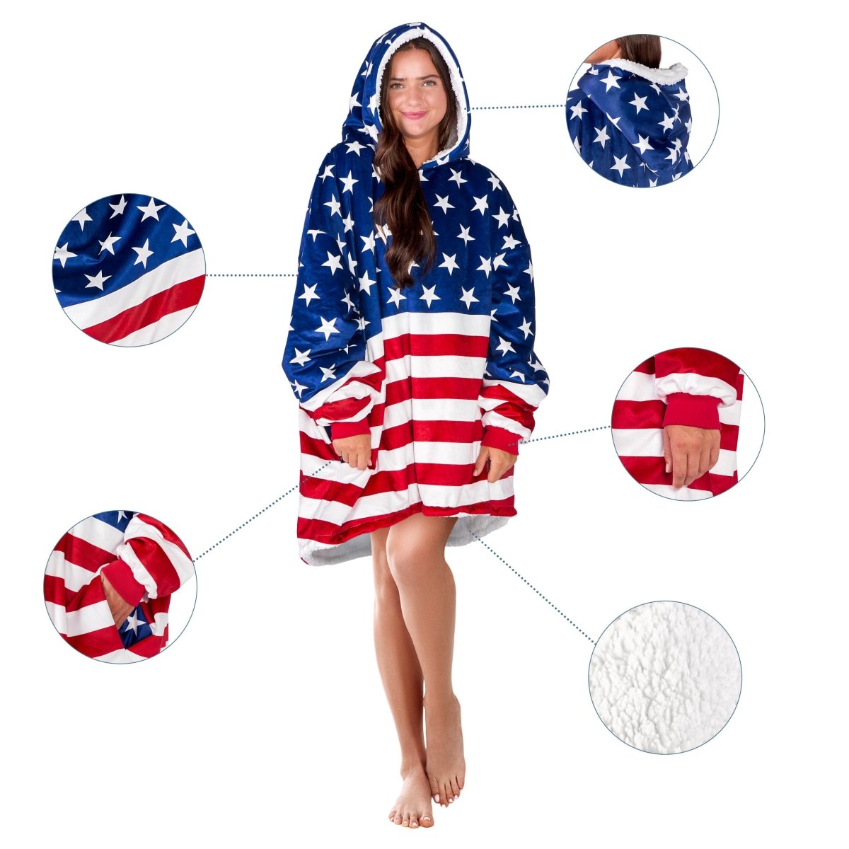 Person wearing a Bare Homey with close-up inserts on a white background