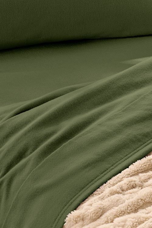 tight cropped image of Green Flannel Sheets