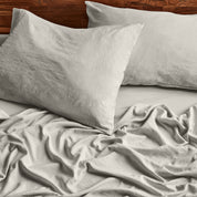 Close up of sheets and pillowcases on a bed