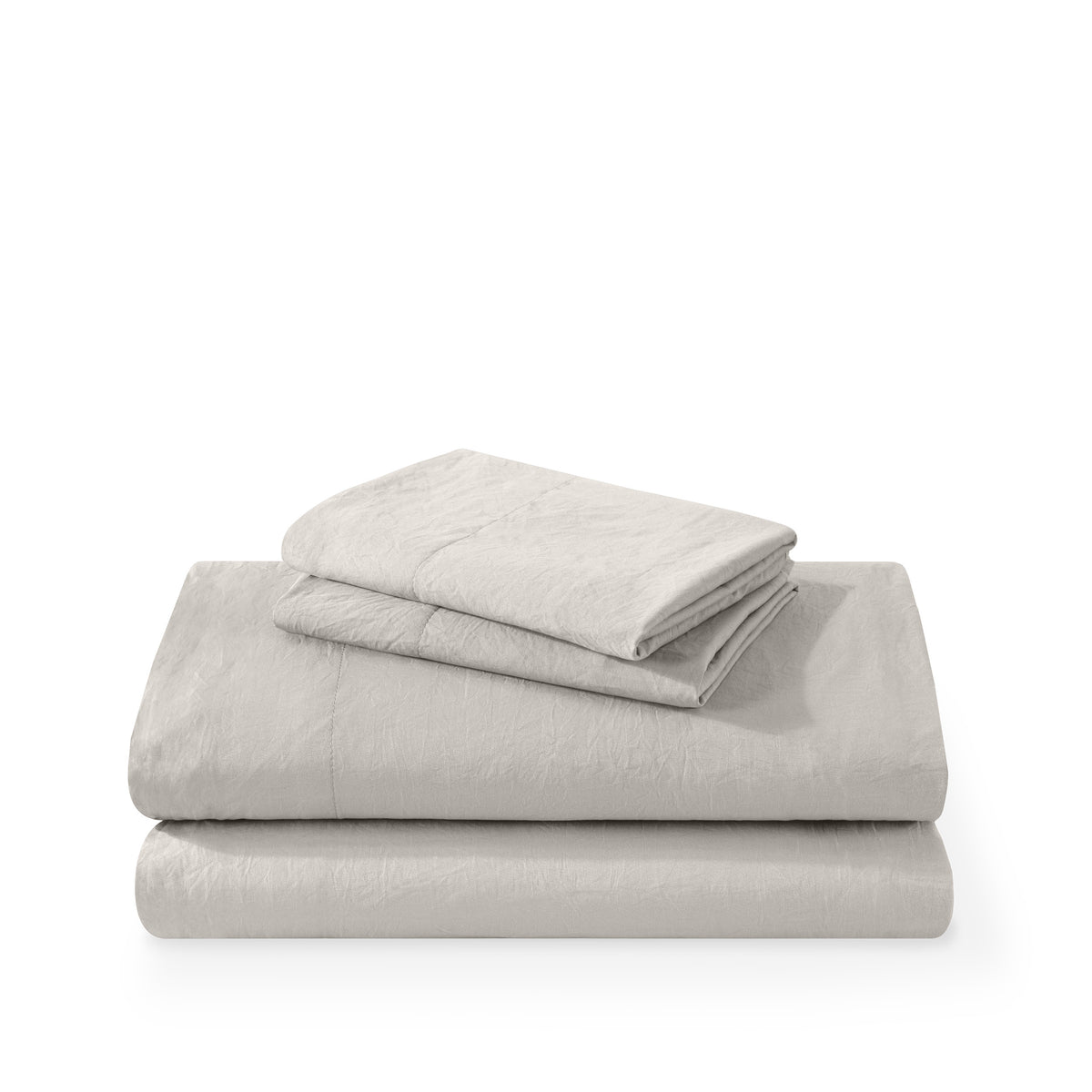 Washed sheet set folded and stacked