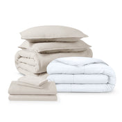 Washed bedding bundle folded and stacked