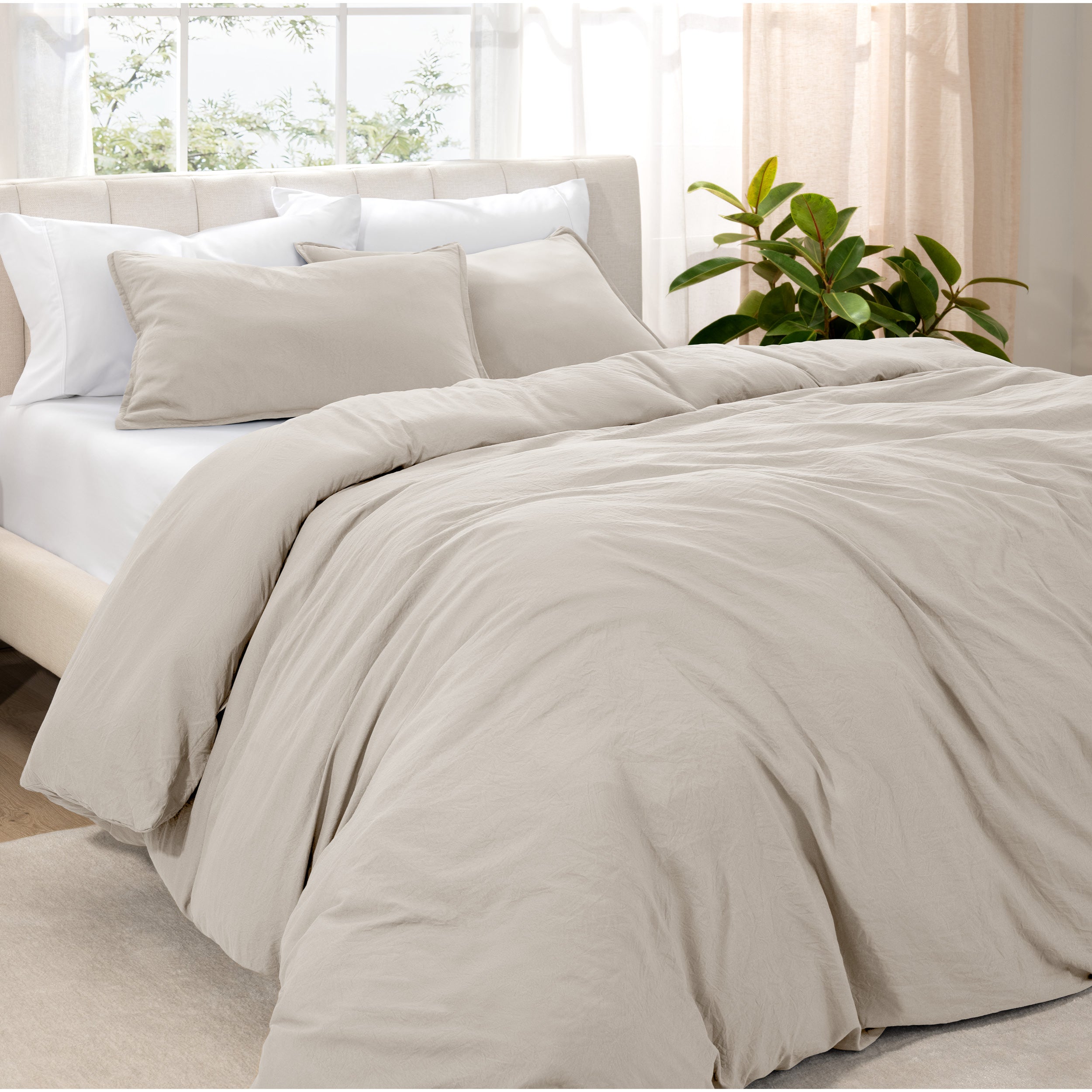 Washed duvet cover set on a bed