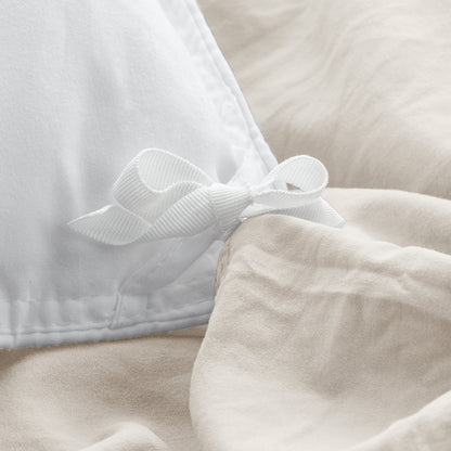 Close-up of a corner tie for a duvet cover