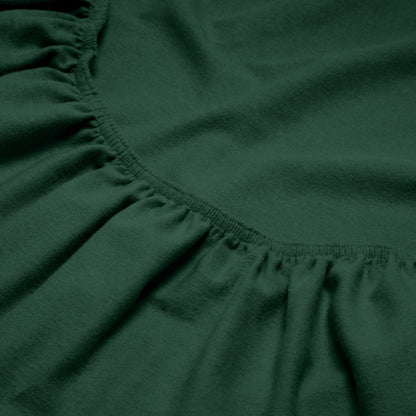 Close-up of a flannel fitted sheet with gathered elastic