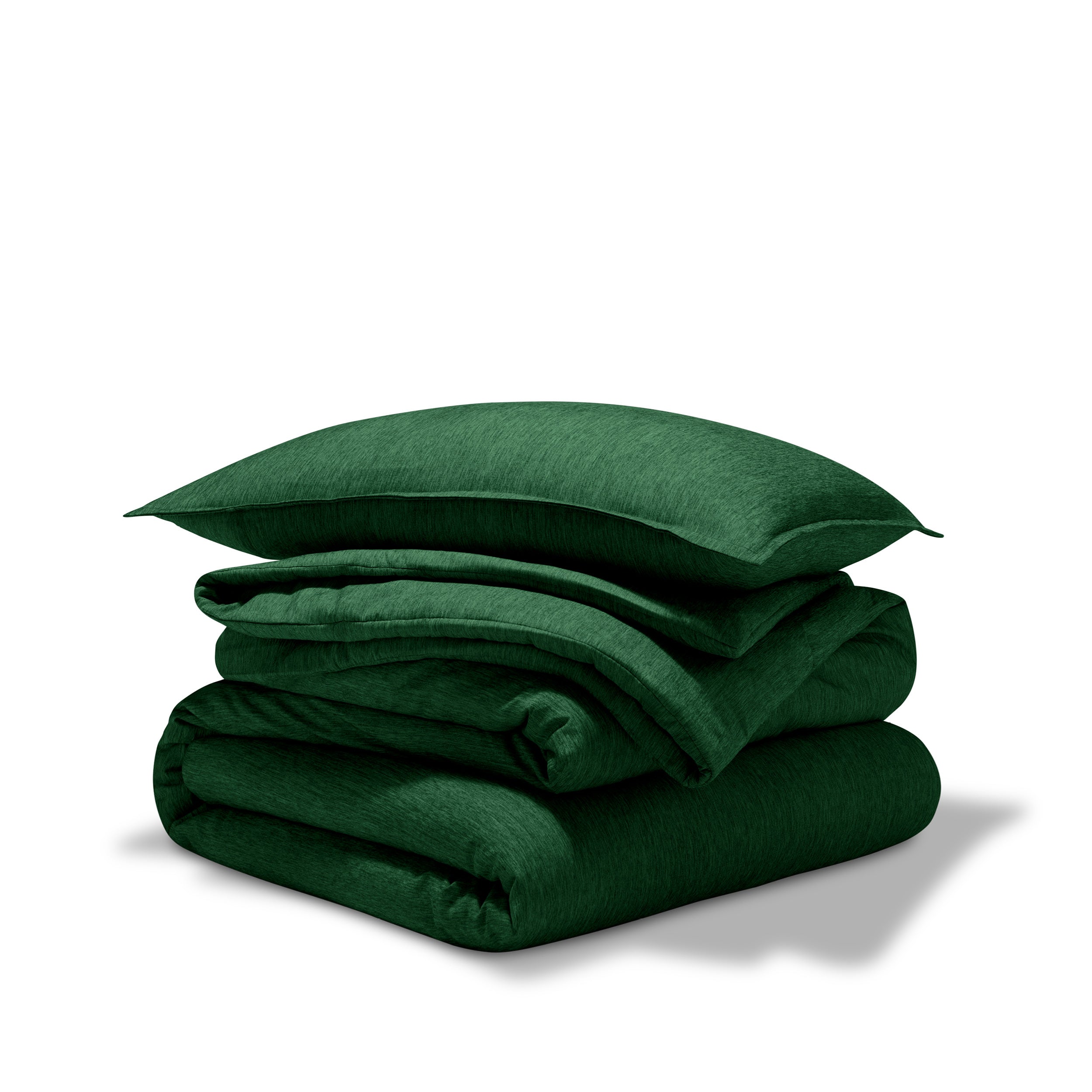 Comforter set stacked on a white background