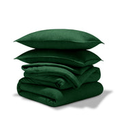 Comforter set stacked on a white background