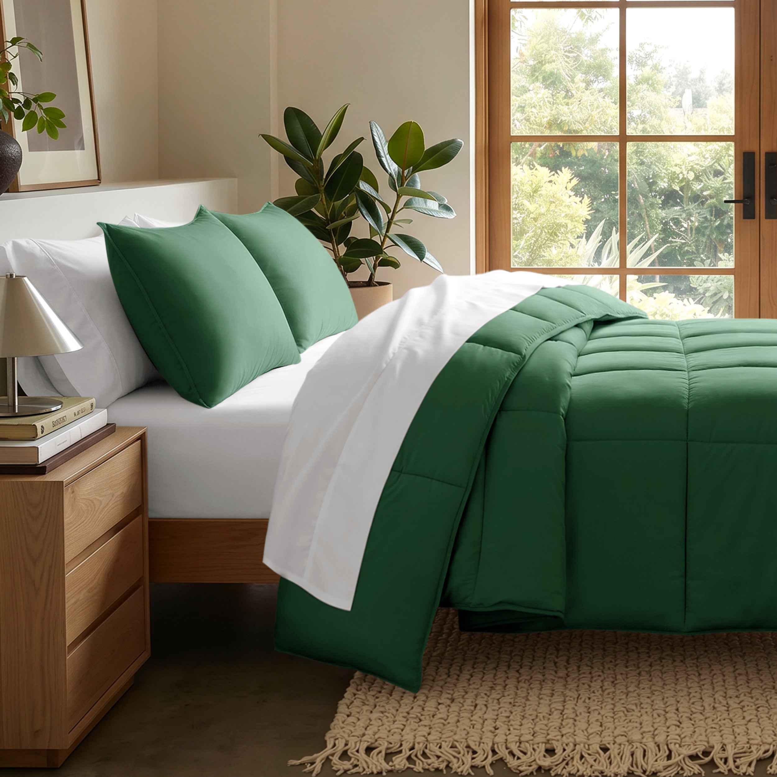 Microfiber comforter set on a bed