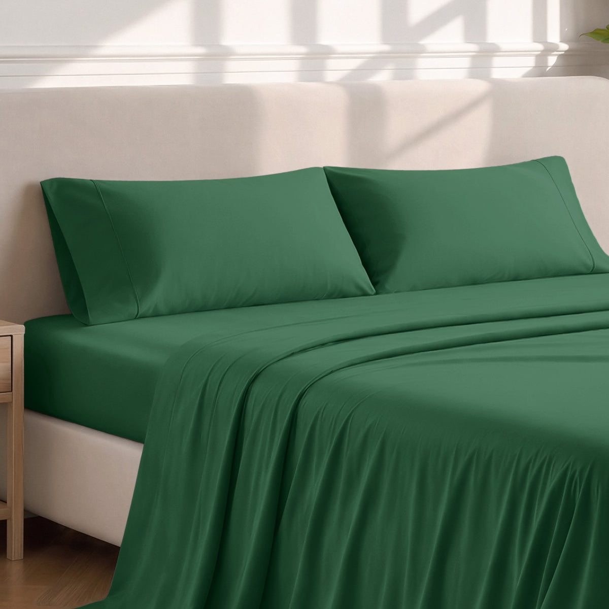 Matching sheets and pillowcases on a bed