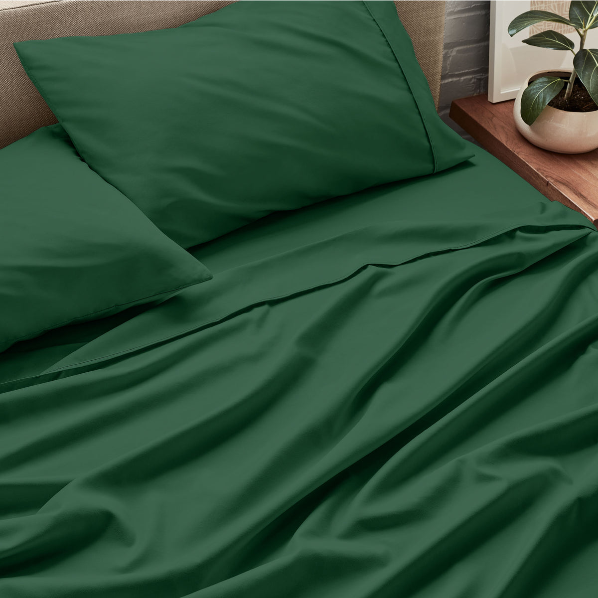 Close-up of sheets and pillowcases on a bed