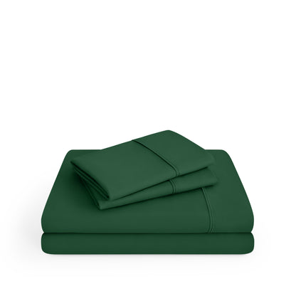 Microfiber sheet set folded and stacked
