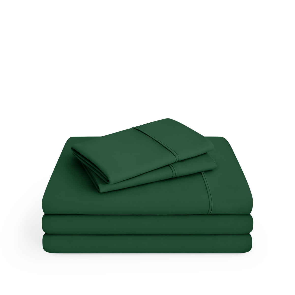 Microfiber sheet set folded and stacked