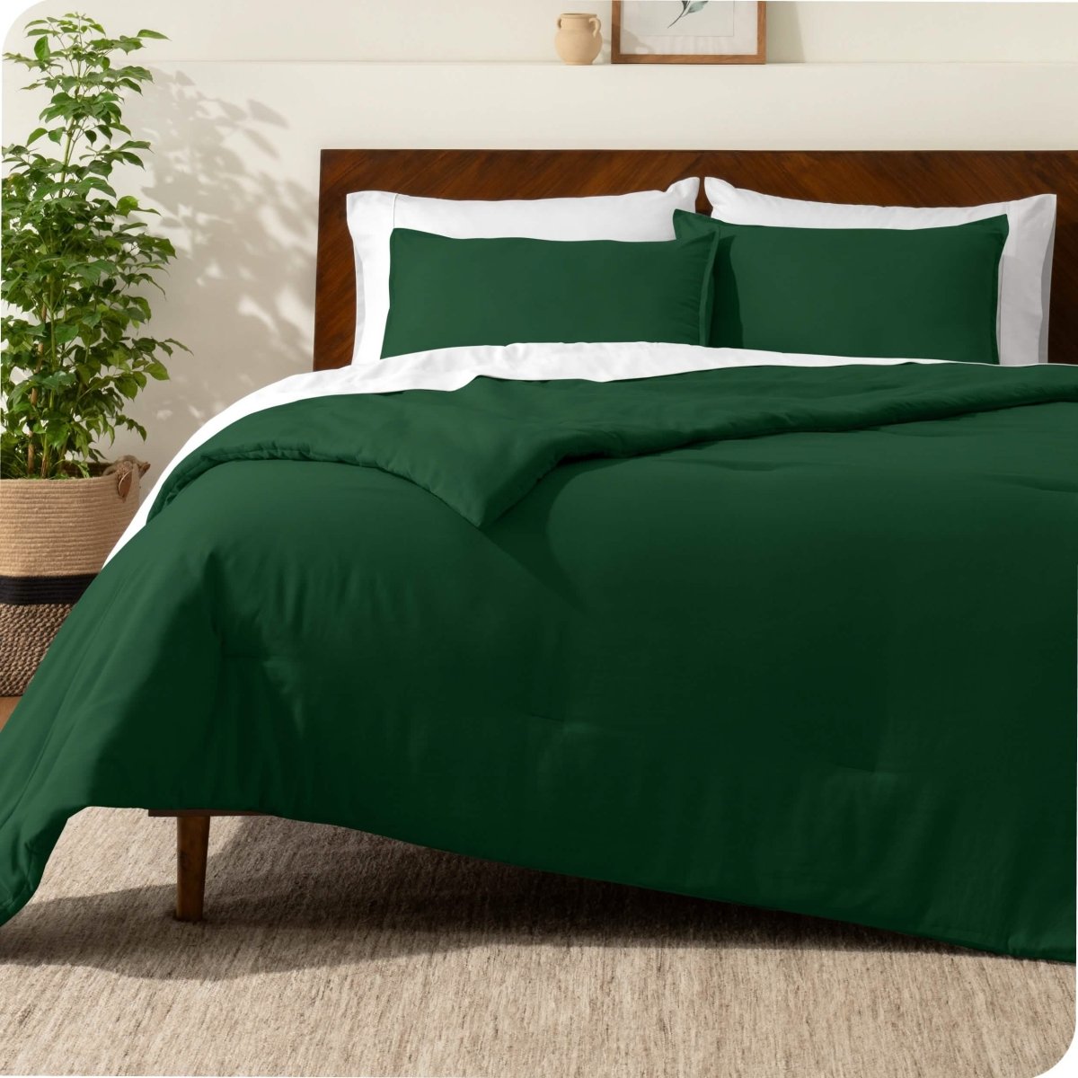 A comforter set on a bed