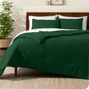 A comforter set on a bed