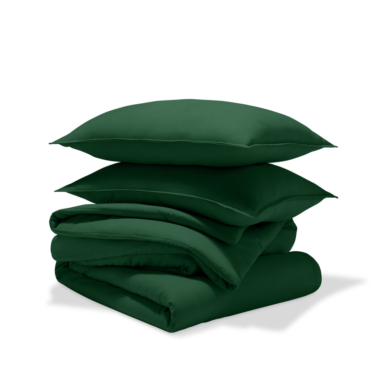 Comforter set stacked on a white background
