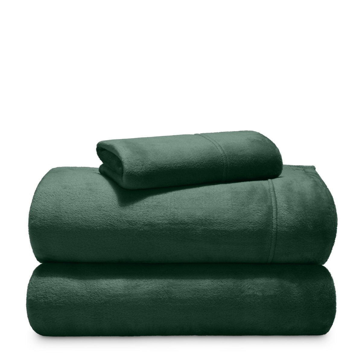 Stack of microplush sheets on a white background