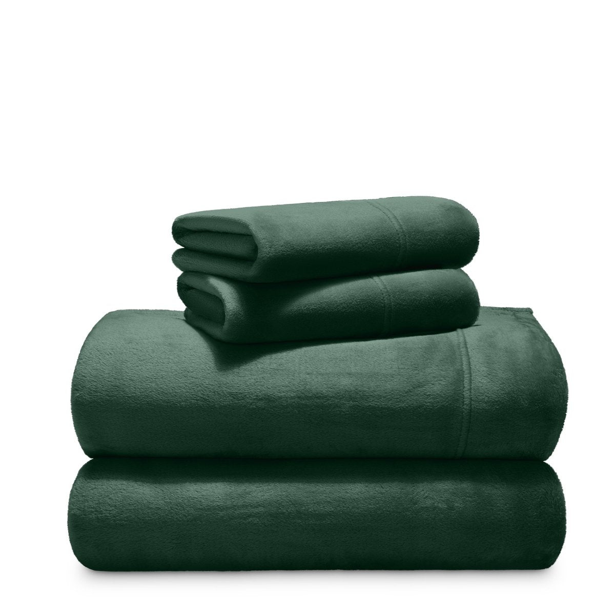 Stack of microplush sheets on a white background