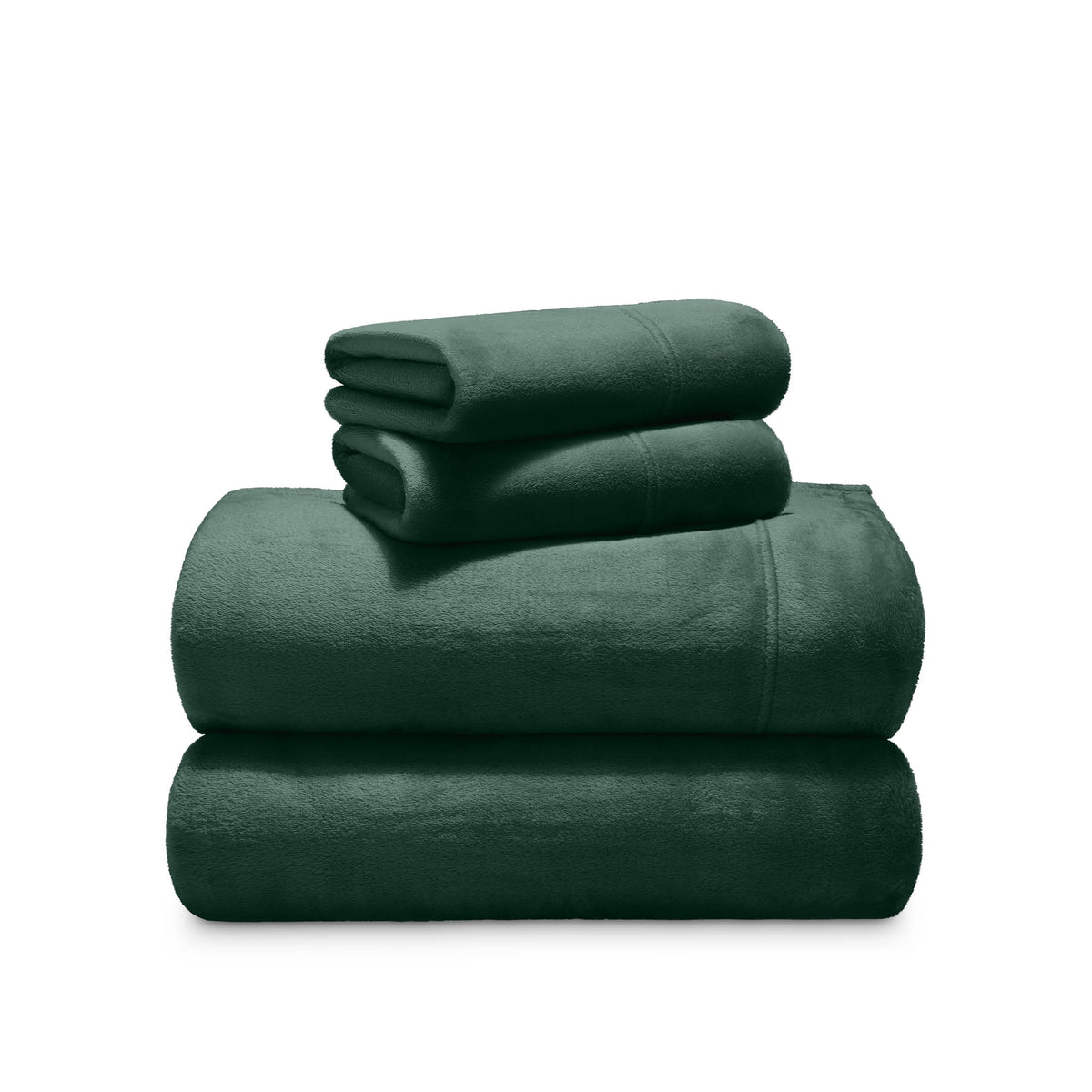 Stack of microplush sheets on a white background