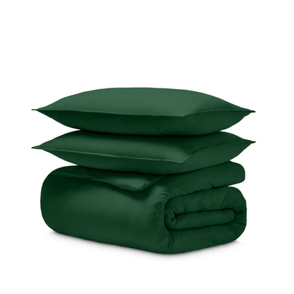 Jersey duvet and pillow shams on a white background