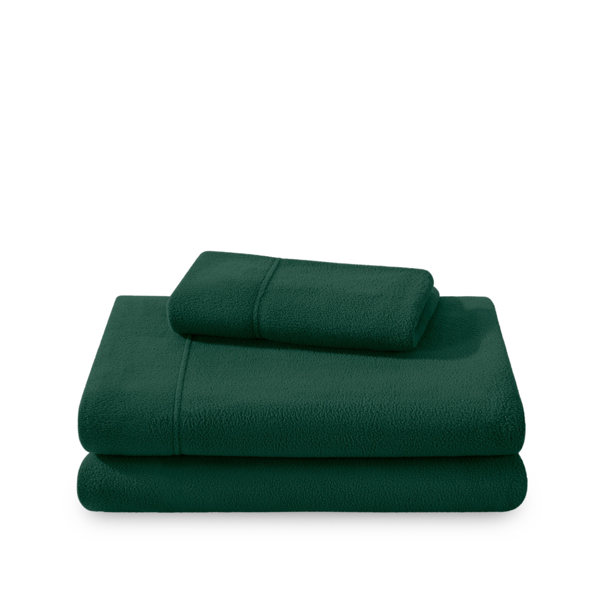 Polar fleece sheet set folded and stacked