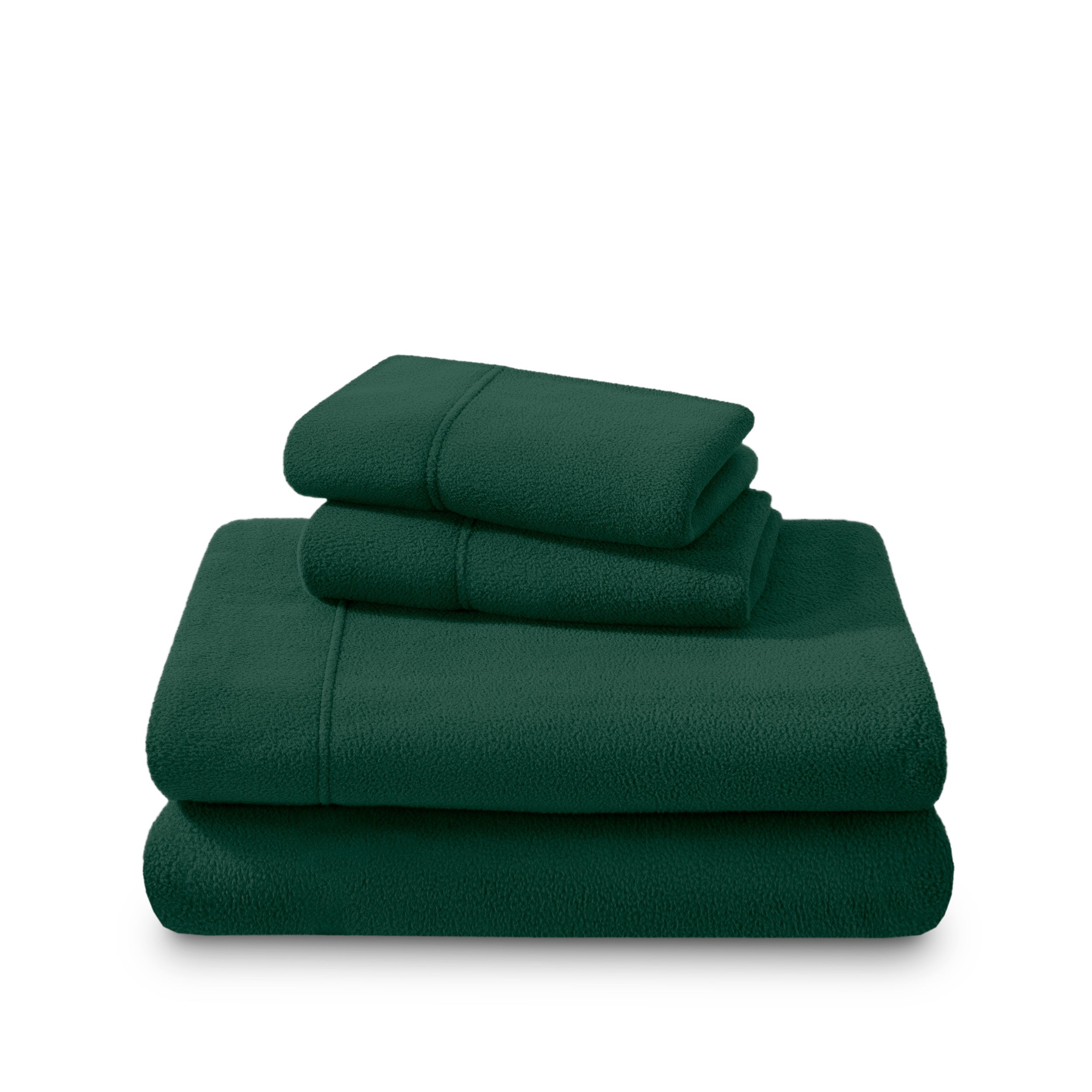 Polar fleece sheet set folded and stacked