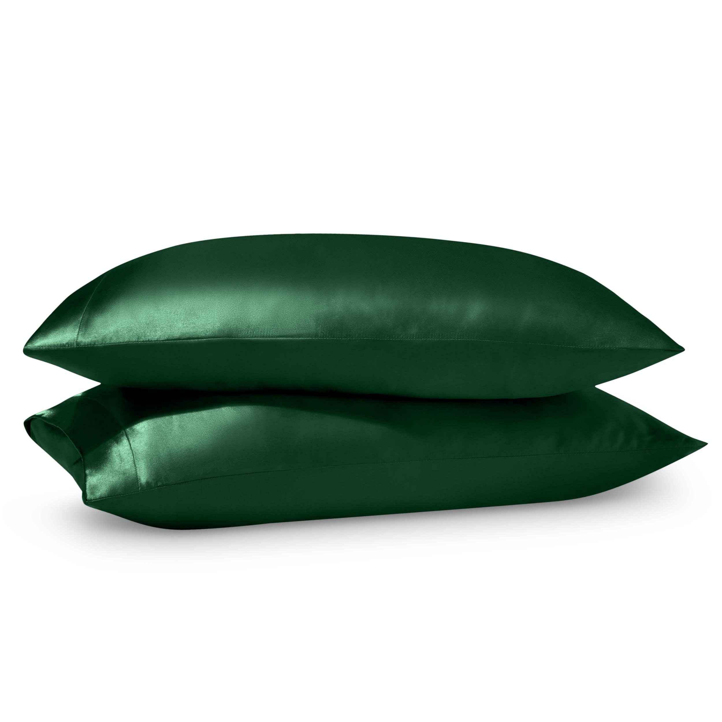 2 satin pillowcases on pillows stacked