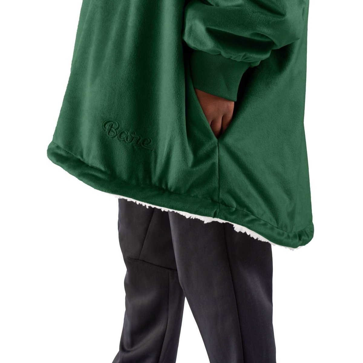 Close up of the pocket of a wearable blanket