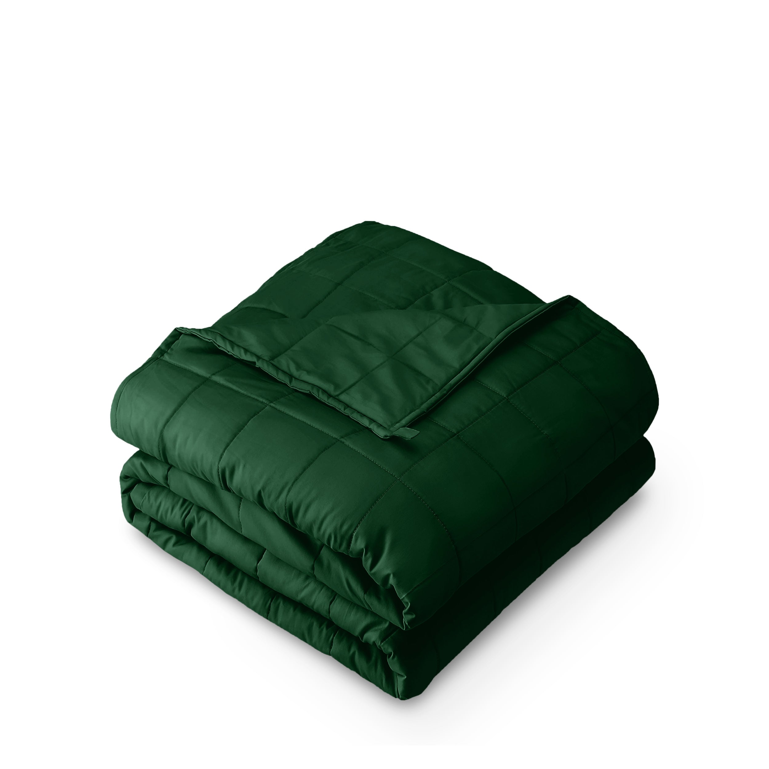 A folded cotton weighted blanket with a white background
