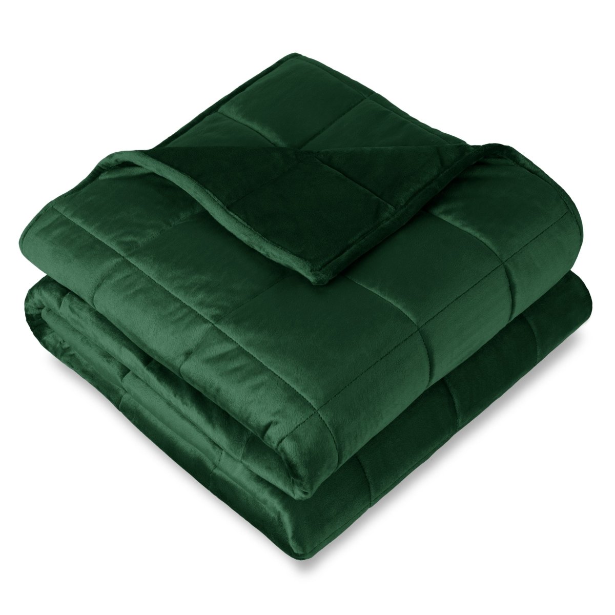 A folded minky weighted blanket with a white background