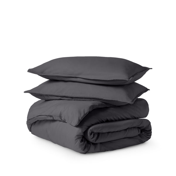 Microfiber duvet set folded on a white background