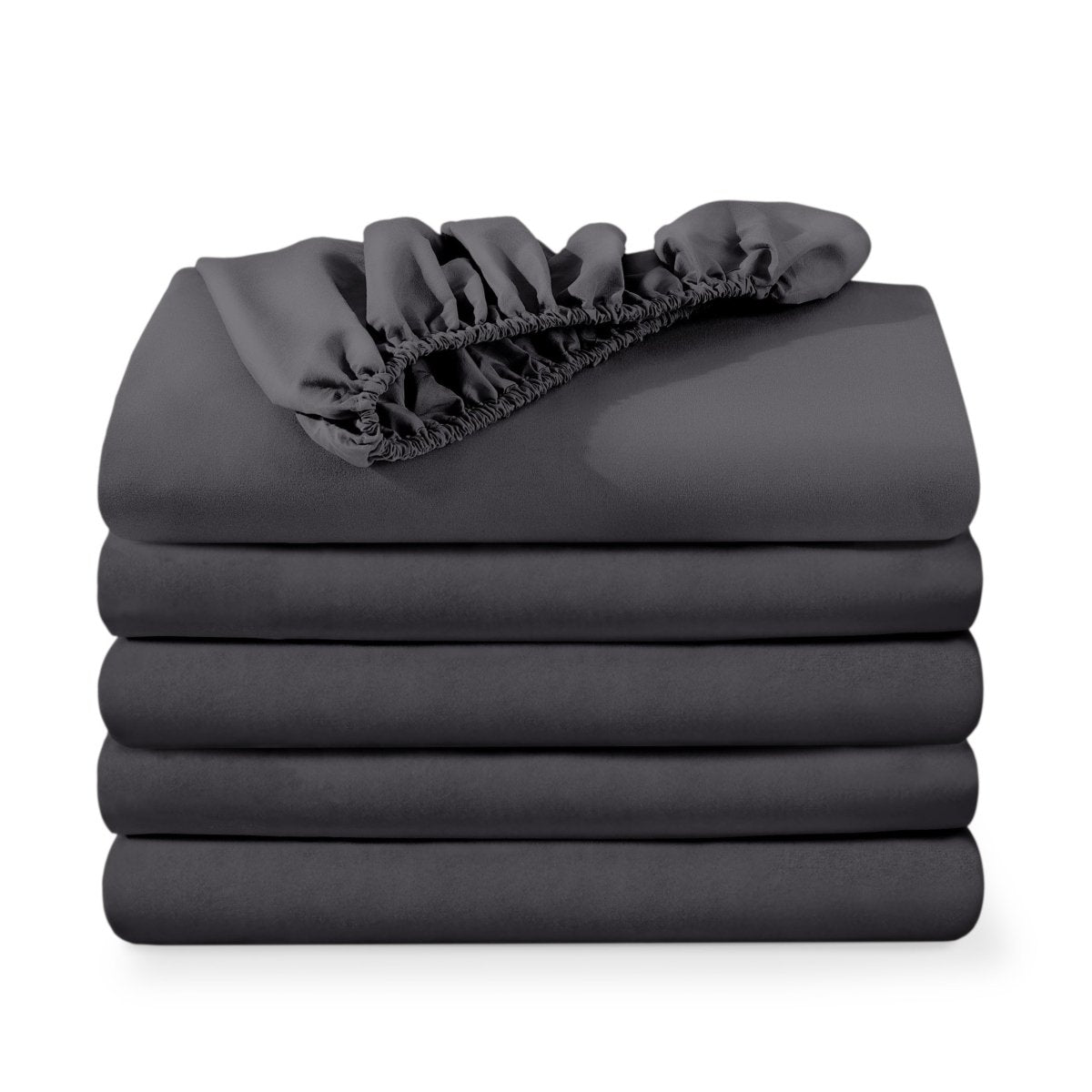 5 ultra soft fitted sheets folded and stacked