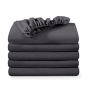 5 ultra soft fitted sheets folded and stacked