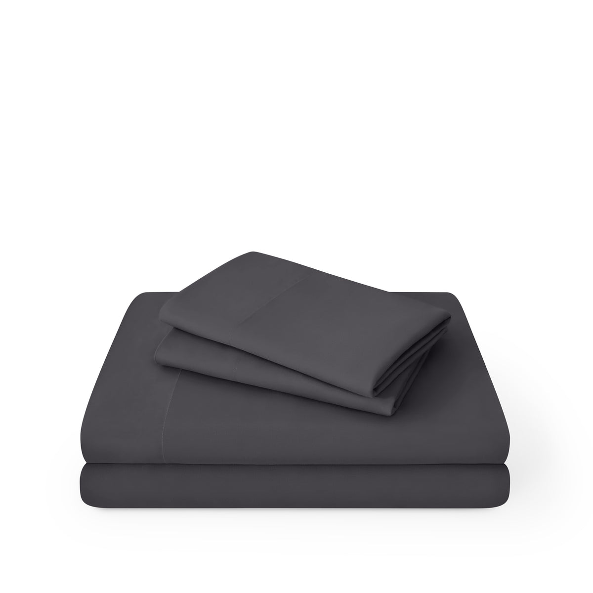 Microfiber sheet set folded and stacked on a white background