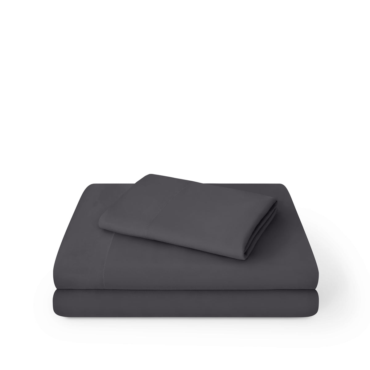 Microfiber sheet set folded and stacked on a white background