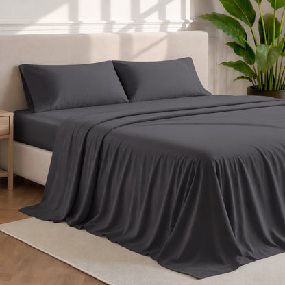 Microfiber sheets and pillowcases in a bedroom stetting